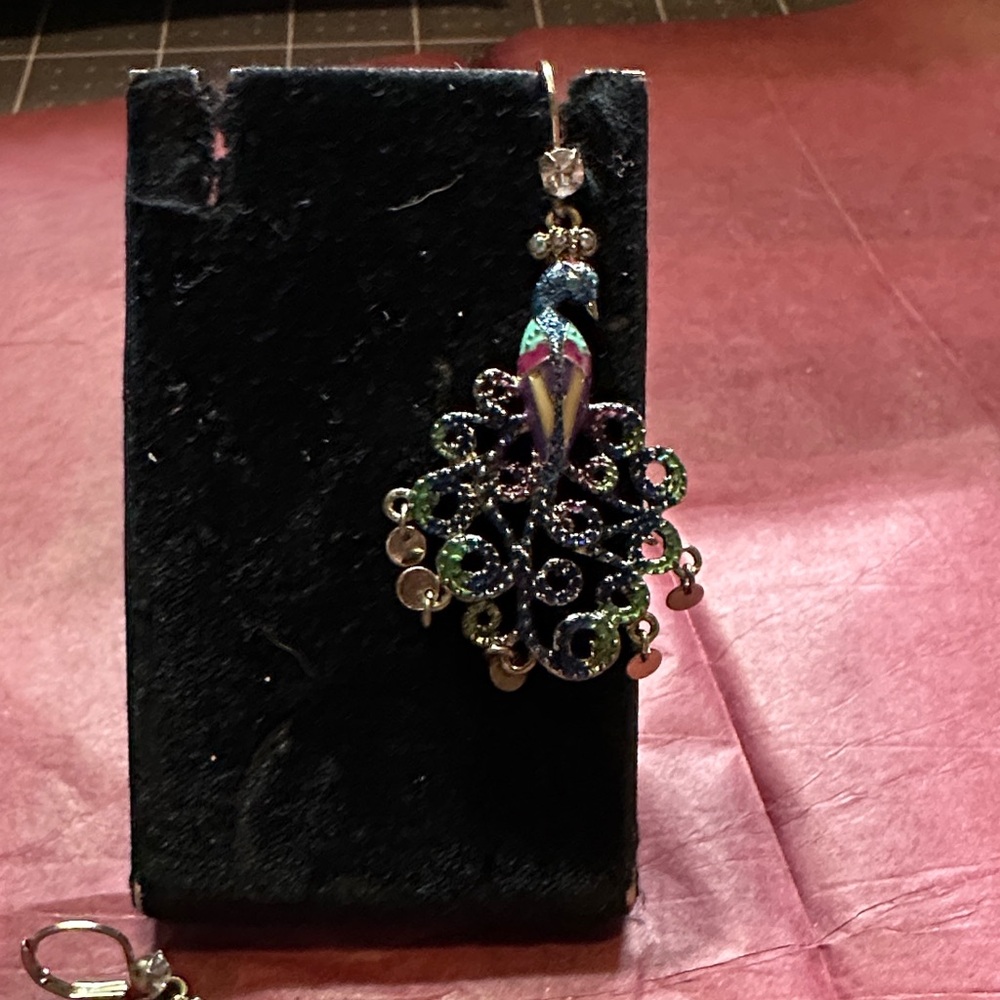vintage Betsey Johnson Peacock Earrings